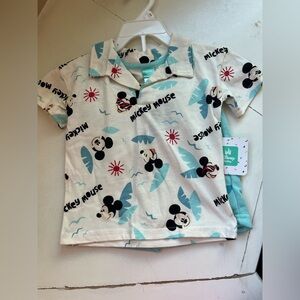 Disney Cream and Blue Mickey Mouse Polo Shirt and Shorts Set
